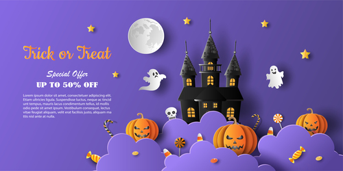 Halloween shopping background vector