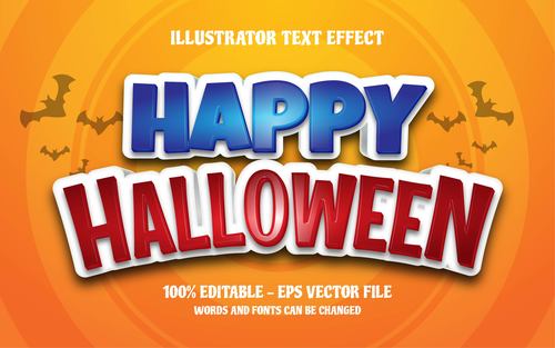 Happy Halloween editable font effect text vector