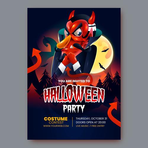 Happy Halloween party realistic card vector
