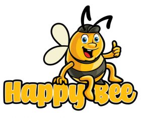 Happy bee vector icon
