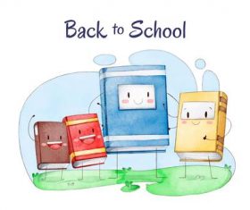 Happy book watercolor painting vector