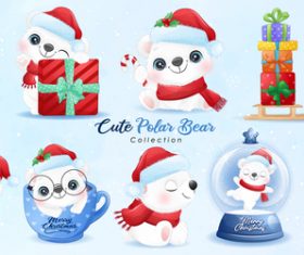 Happy christmas dog watercolor illustration vector