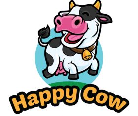 Happy cow vector icon