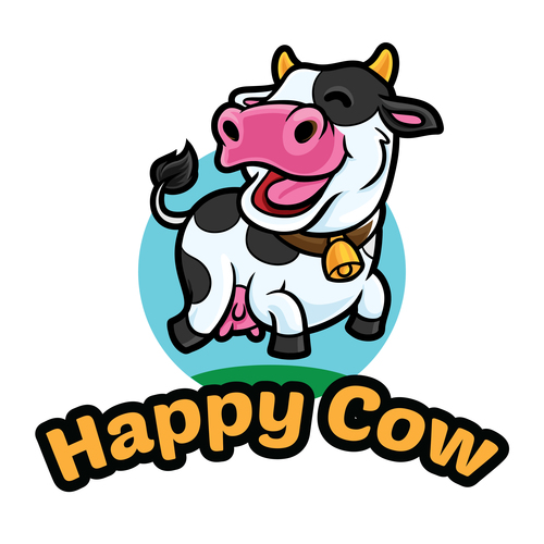 Happy cow vector icon