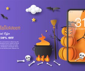Happy halloween mobile phone background vector