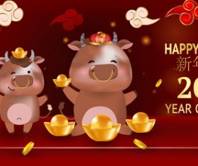 Happy ox year 2021 vector