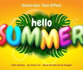 Happy summer editable font effect text vector