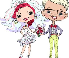 Happy wedding comic vector