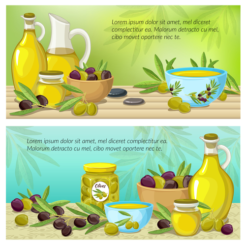 Healthy food olive oil banner vector