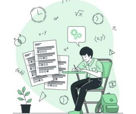 Homework cartoon background vector