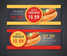 Hot dog coupon banner vector