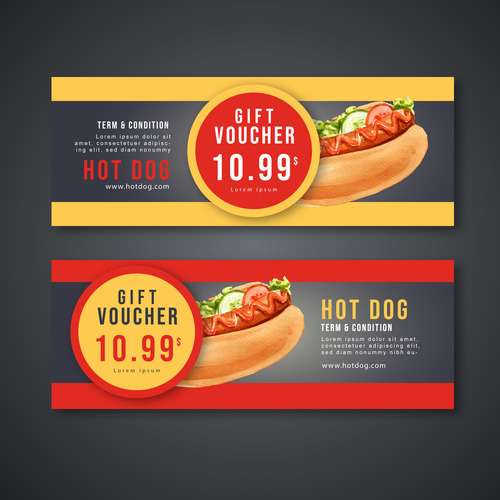 Hot dog coupon banner vector