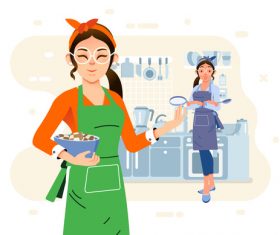 Housewife cartoon illustration vector