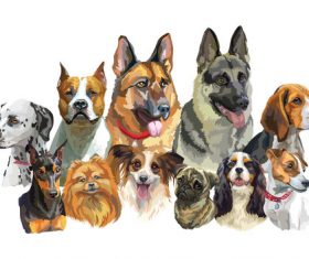 Human pal dog watercolor painting vector