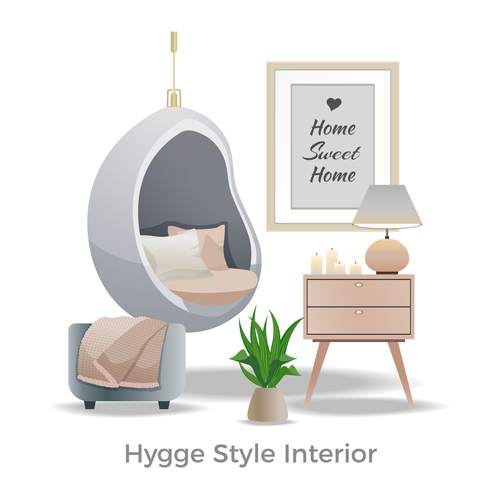 Hygge style interior vector