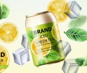 Iced green tea vector