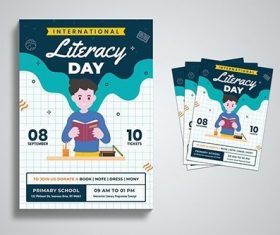 International Literacy Day Flyer Template vector