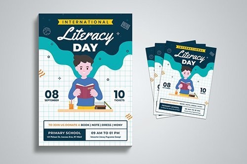 International Literacy Day Flyer Template vector