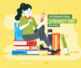 International literacy day cartoon illustration vector