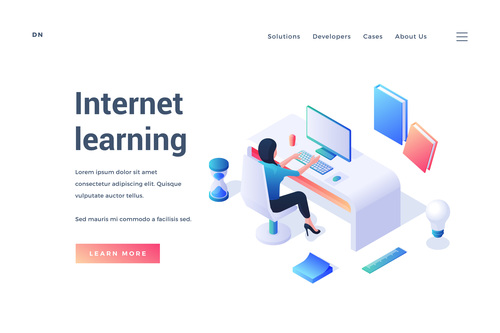 Internet learning illustration vector