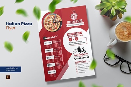 Italian Pizza Menu Flyer vector