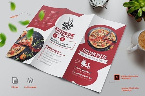 Italian Pizza Menu Trifold vector