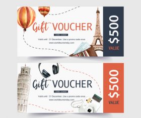 Italy travel voucher banner vector