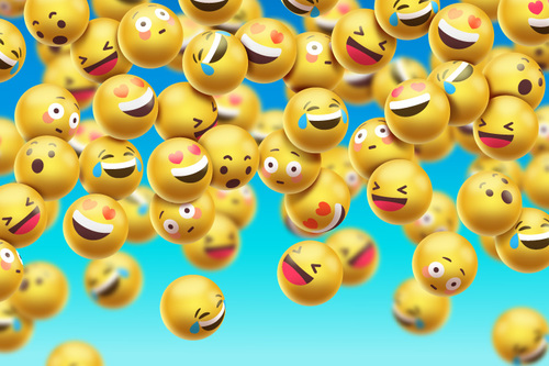 Laugh and cry social emoticons background vector