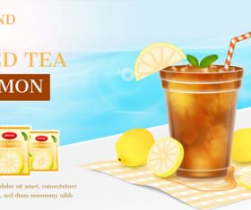 Lemon ice tea advertising brand design vector