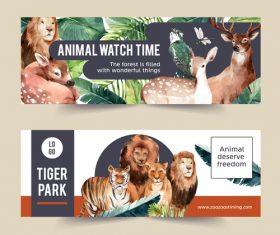 Lion tiger zoo poster banner vector