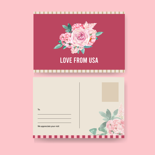 Love from usa postcard cover vector