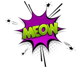 MEOW comic bubble text vector