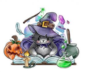 Magician watercolor illustration vector