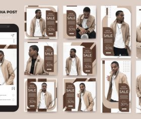 Men's fashion instagram template sale vector