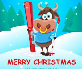 Merry christmas 2021 new year cartoon vector