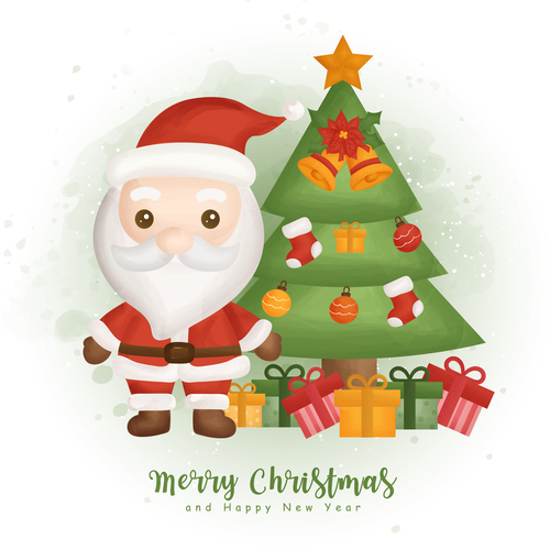 Merry christmas and santa background vector