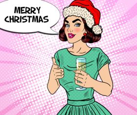 Merry christmas pop art illustration vector