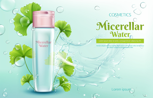 Micerellar water skin care products vector