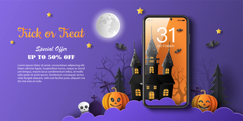 Mobile halloween wallpaper vector