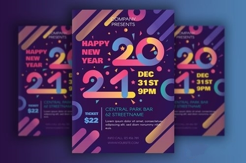 Modern Happy 2021 New Year Poster vector