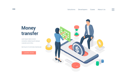 Money transfer illustration vector