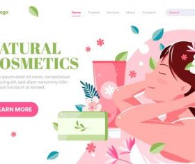 Natural cosmetics website login page vector