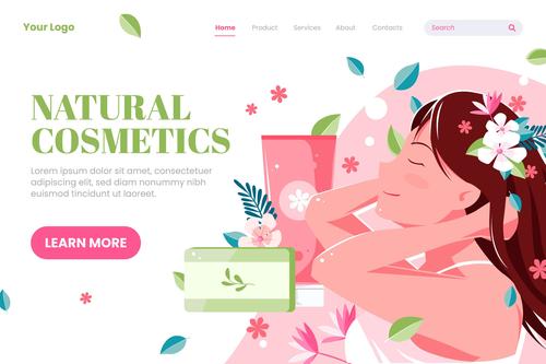 Natural cosmetics website login page vector