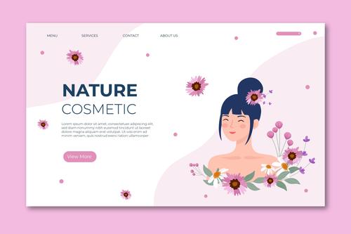 Nature cosmetics landing page vector