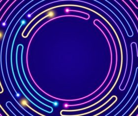 Neon circle colorful background vector