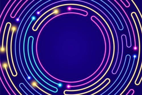 Neon circle colorful background vector