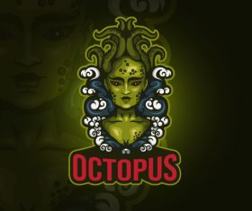 Octopus emblem gaming vector