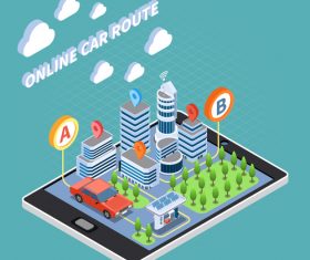 Online car route vector