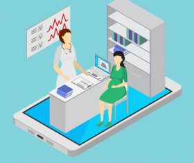 Online consultation isometric vector illustration