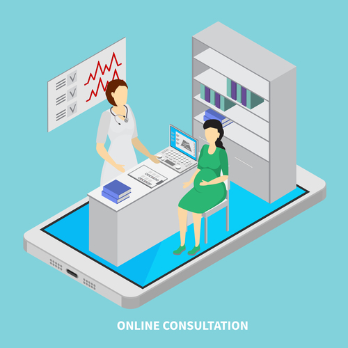 Online consultation isometric vector illustration